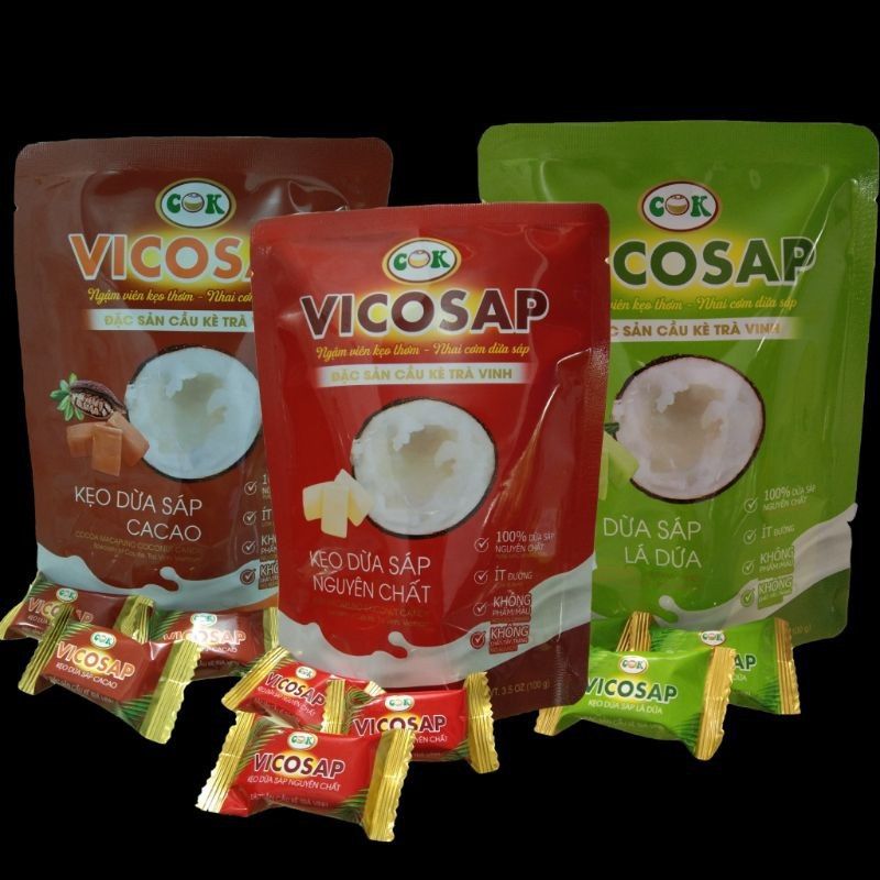  Kẹo Dừa Sáp Nguyên Chất 100g - VICOSAP ĐẶC SẢN TRÀ VINH 