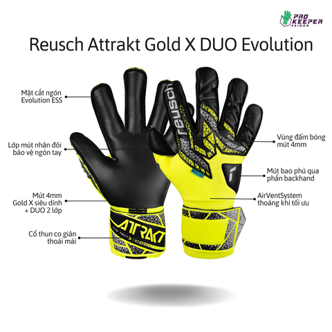 [Alisson Becker] Găng Tay Thủ Môn Reusch Attrakt Duo Evolution 5570055 2025