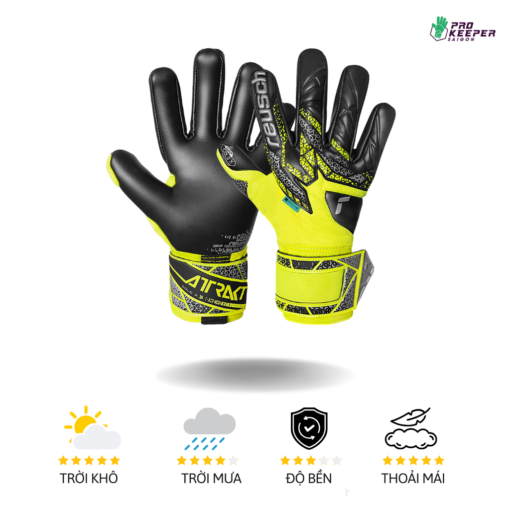 [Độ Dính Cao] Găng Tay Thủ Môn Reusch Attrakt Gold X NC 5570955 2025