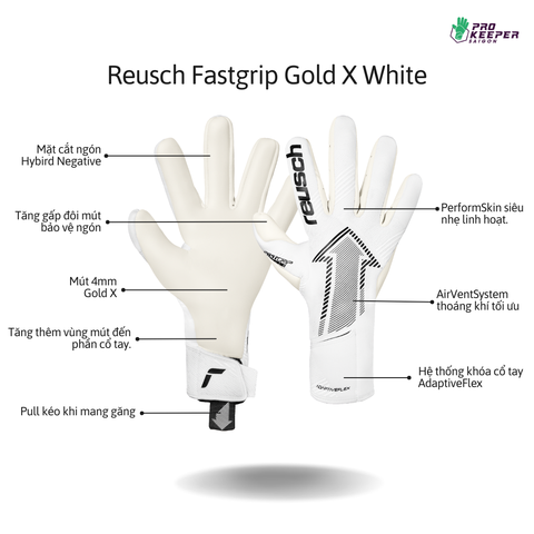 [Unai Simon] Găng Tay Thủ Môn Reusch Fastgrip Gold X 5570901 1100 white