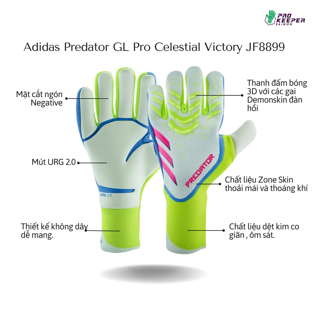 [ Không Dây ] Găng Tay Thủ Môn Adidas Predator GL Pro Celestial Victory JF8899 Cao Cấp Ôm Tay Bắt Cực Dính