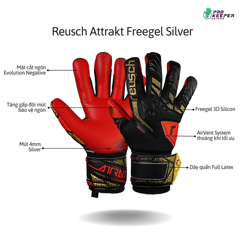 [Găng Tay Trẻ Em] Găng Tay Thủ Môn Reusch Attrakt Freegel Silver Junior 5572235 7075