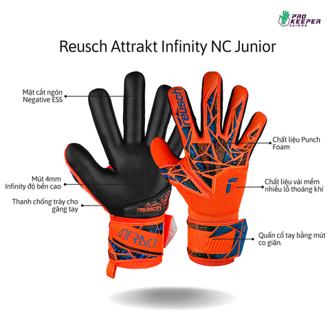 [Chuyên Cỏ Nhân Tạo] Găng Tay Thủ Môn Reusch Attrakt Infinity NC Junior 5472725 2211