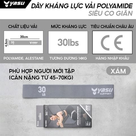 DÂY KHÁNG LỰC TOÀN THÂN XÁM 30lbs