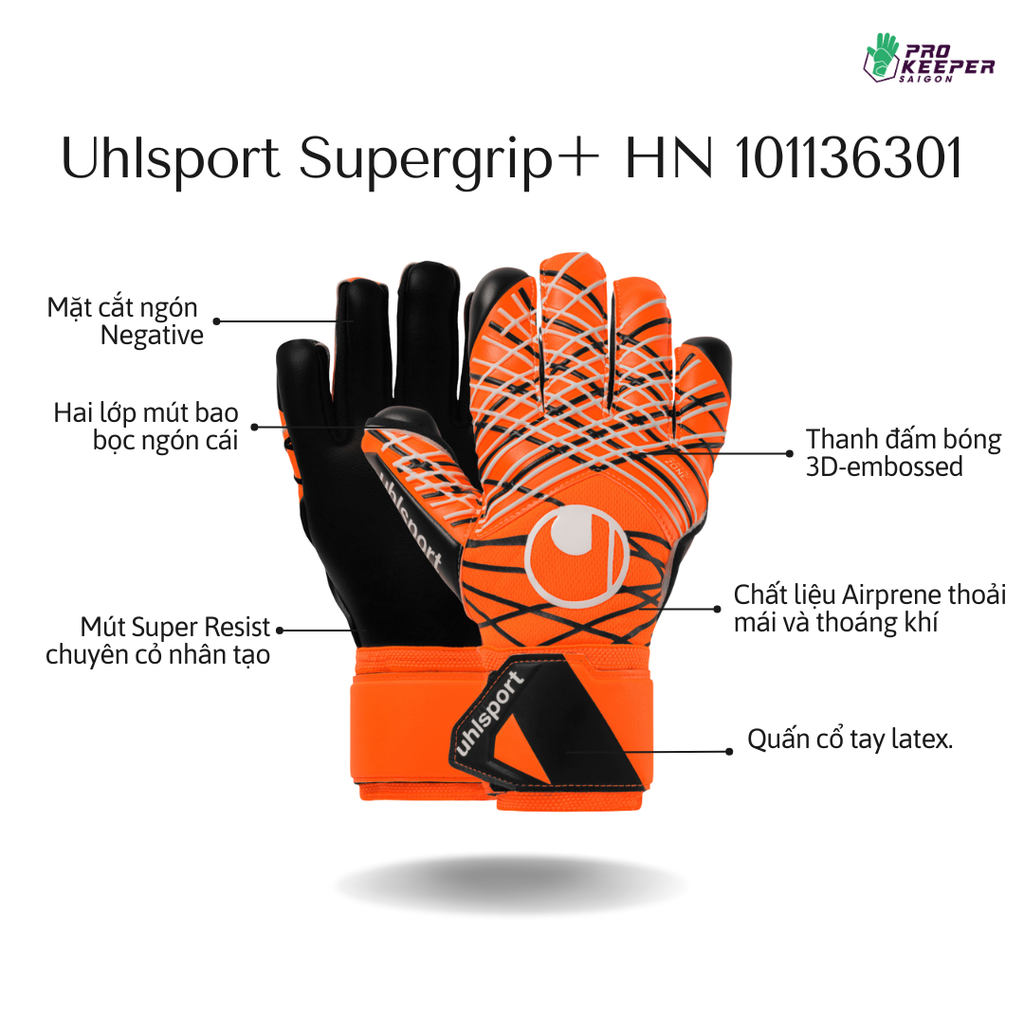 [Chuyên Cỏ Nhân Tạo] Găng Tay Uhlsport Super Resist + HN 101134201 Bền
