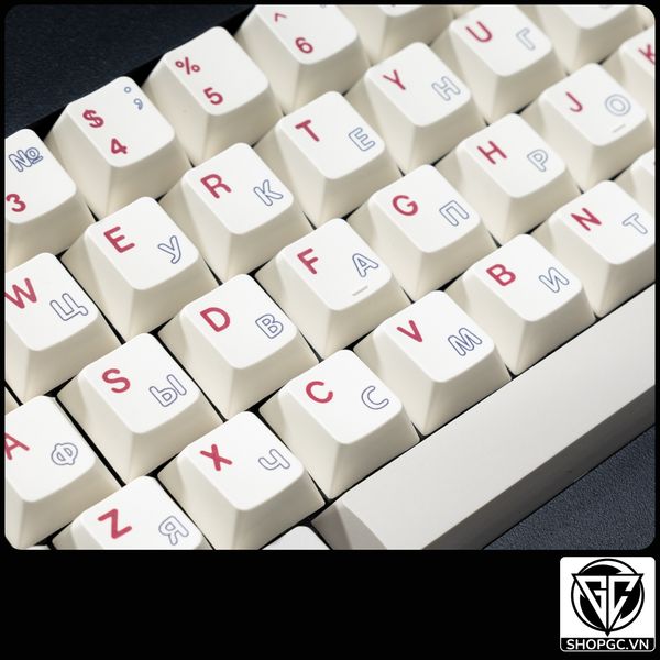 Keycap XMI CLONE 6085 | Keycap 6085 Hollow Red Russian Sub Legend Nhựa PBT 145 nút in nhiệt Dyesub