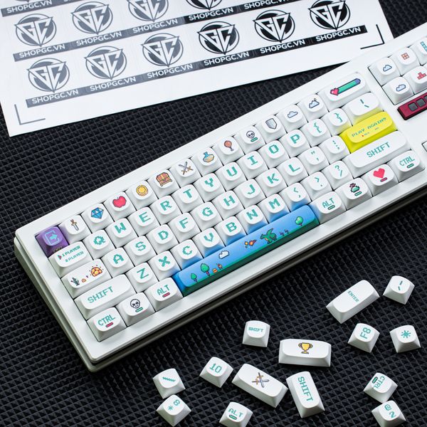 Keycap Pixel Wind Power | MA Pixel Wind Power Font chữ béo | Keycap nhựa PBT 119 nút in nhiệt Dyesub