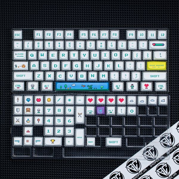 Keycap Pixel Wind Power | MA Pixel Wind Power Font chữ béo | Keycap nhựa PBT 119 nút in nhiệt Dyesub