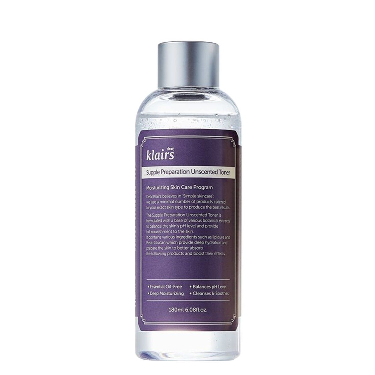  Nước hoa hồng Dear, Klairs Unscented Toner 180ml - Không Mùi Hương - T50 