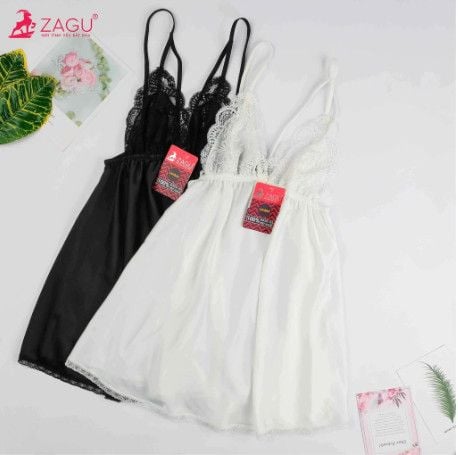  Đầm Ngủ Phi Lụa 2 Dây Phối Ren DP002 