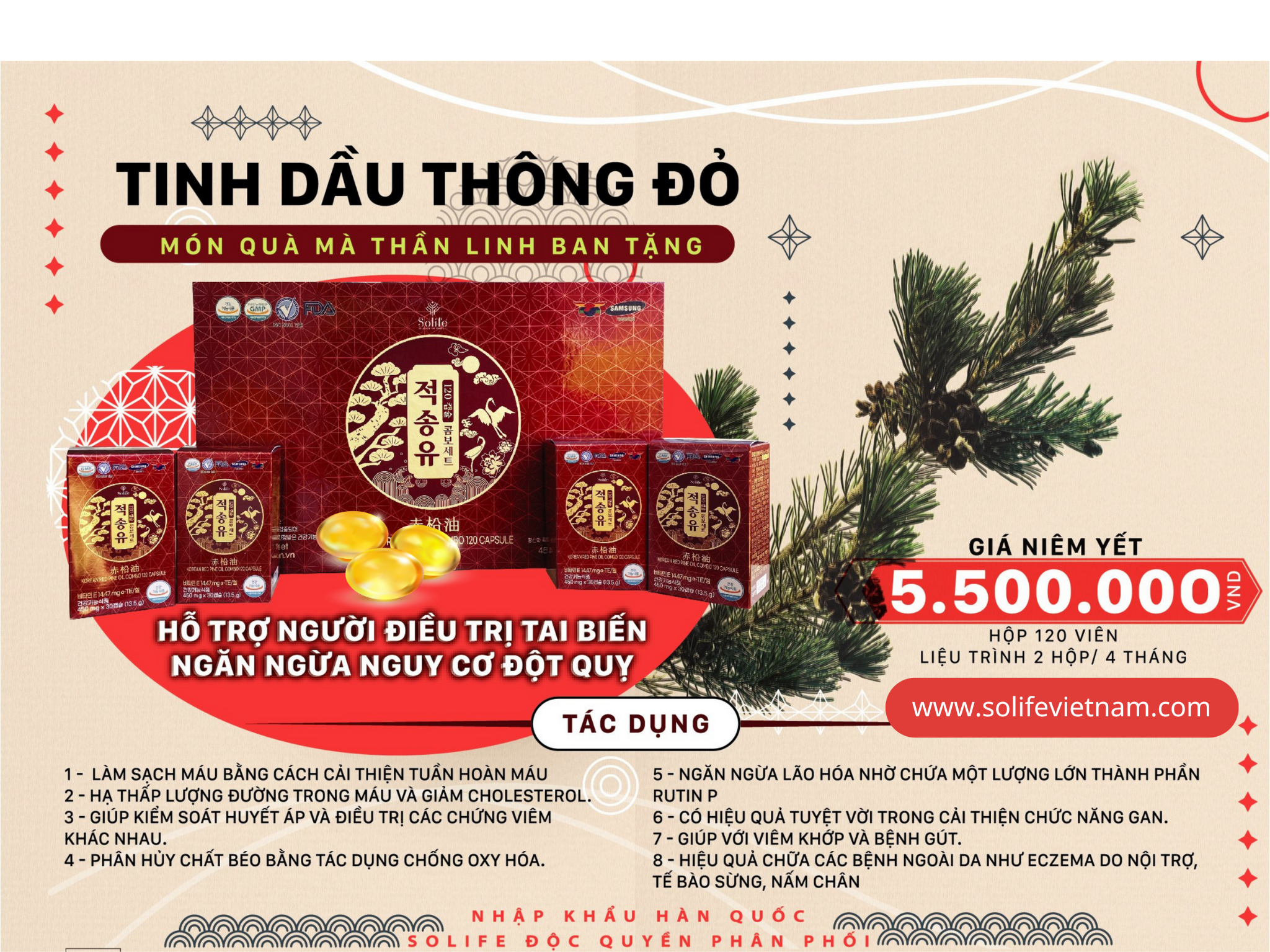 TINH DẦU THÔNG ĐỎ SOLIFE HÀN QUỐC 120 VIÊN - TRỊ MỠ MÁU&CHỐNG ĐỘT QUỴ – Solifevietnam