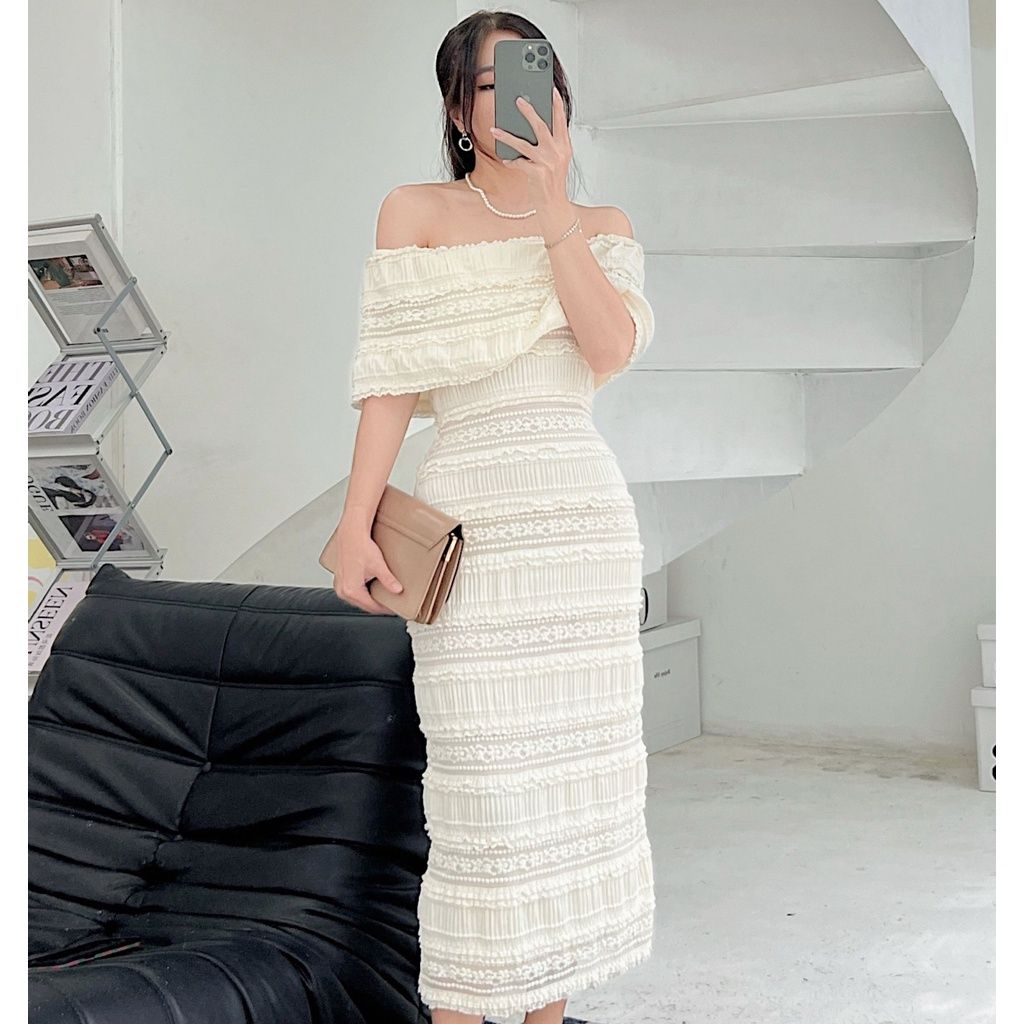 Váy đen xòe bẹt vai TRACY STUDIO  Hizu Dress Up
