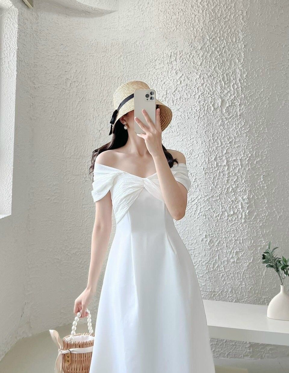 Đầm dự tiệc bẹt vai đuôi cá màu xanh  C3864