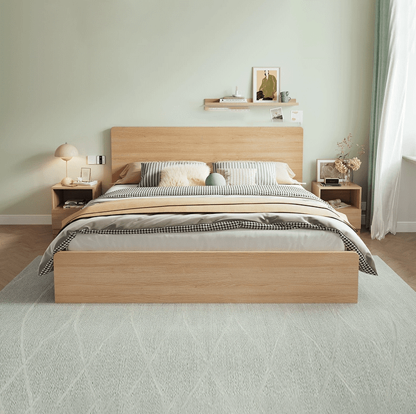 Giường ngủ đôi vân gỗ, full trắng nhiều kích thước hiện đại - Nội thất IGA - GP338