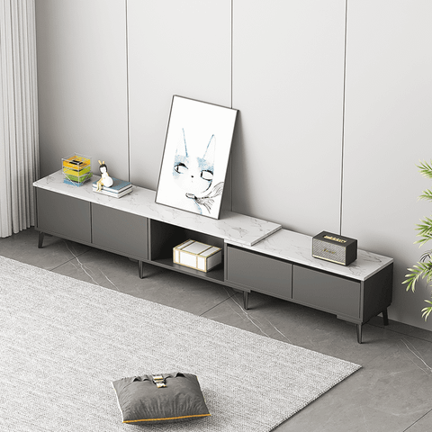 Kệ Tivi Ngăn Tủ Mặt Vân Đá Phối Đen Sang Trọng Phong Cách Bắc Âu - Nội Thất IGA - GP298