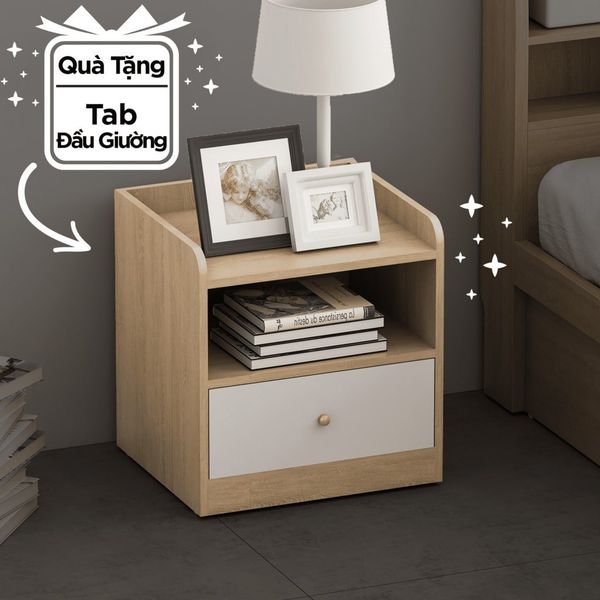 Giường Gỗ MDF Đệm Da Êm Ái Tặng Kèm Kệ Đầu Giường - Nội Thất IGA - GP235 / GP235A