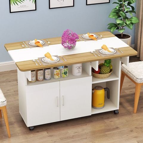 Bàn Ăn Gấp Gọn Xoay 360 Kèm Ngăn Tủ 2 Cánh Thông Minh - Nội Thất IGA - GP286