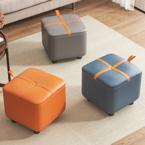 Ghế Đôn Da Simili Chân Nhựa Phong Cách Bắc Âu - Nội Thất IGA - GC16
