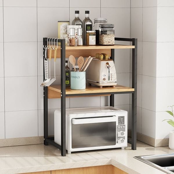 Kệ Bếp 2-3 Tầng Nhỏ Gọn, Khung Đen Tĩnh Điện Chống Gỉ - Nội Thất IGA - GM129