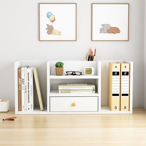 Kệ Sách Để Bàn Có 4 Ngăn Tủ, 1 Hộc Tủ Nhỏ Gọn - GP258