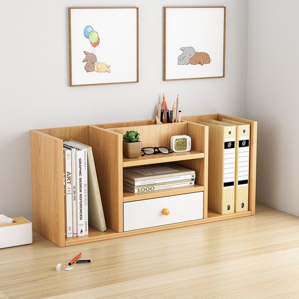 Kệ Sách Để Bàn Có 4 Ngăn Tủ, 1 Hộc Tủ Nhỏ Gọn - GP258