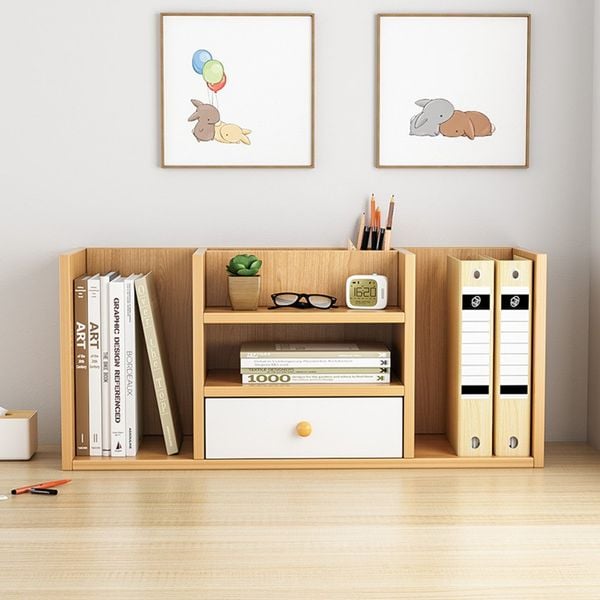 Kệ Sách Để Bàn Có 4 Ngăn Tủ, 1 Hộc Tủ Nhỏ Gọn - GP258