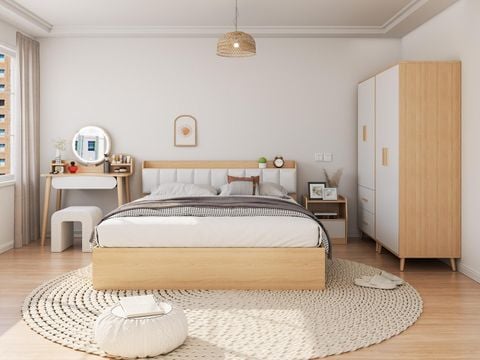Combo Tiết Kiệm Giường + Tủ Trang Trí Phòng Ngủ Tối Giản - Nội Thất IGA - CONCEPT.01