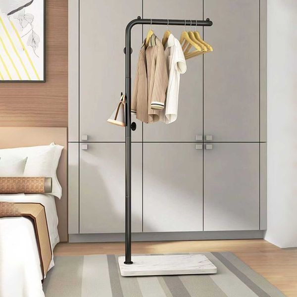 Cây treo quần áo uốn khung đen đế gỗ trắng - GM91