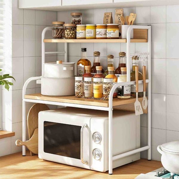 Kệ đa năng 3 tầng (khung trắng + vân gỗ ) - GM140.13