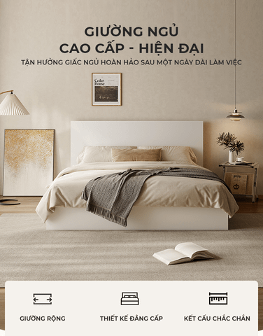 Giường đôi pallet gỗ thiết kế hiện đại, đa dạng kích thước - Nội thất IGA - GP340