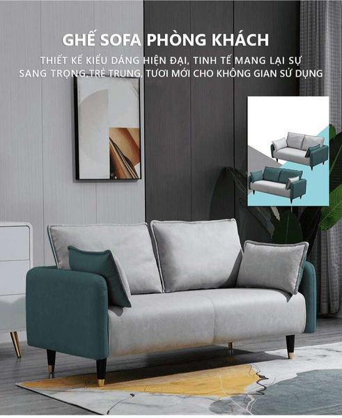 Ghế SOFA Phòng Khách Màu Xám Kết Hợp Xanh Rêu Tối Giản - IGA - GC24