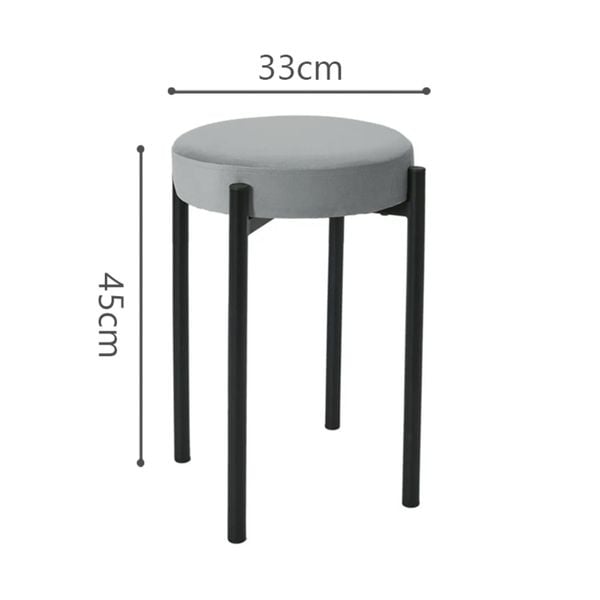 Ghế Tròn Xám Có Đệm Nhung Ngồi Thoải Mái - Nội Thất IGA - GM78