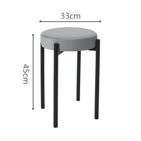 Ghế Tròn Xám Có Đệm Nhung Ngồi Thoải Mái - Nội Thất IGA - GM78