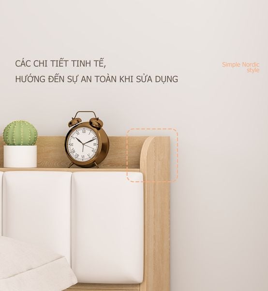 Giường Ngủ Gỗ Lõi Xanh Chống Ẩm, Thiết Kế Đệm Mút Có Độ Đàn Hồi Tốt - Nội Thất IGA - GP240
