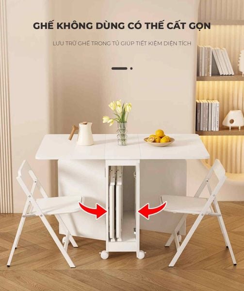 Bàn ăn thông minh gấp gọn màu trắng - GP372