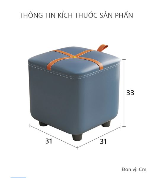 Ghế Đôn Da Simili Chân Nhựa Phong Cách Bắc Âu - Nội Thất IGA - GC16