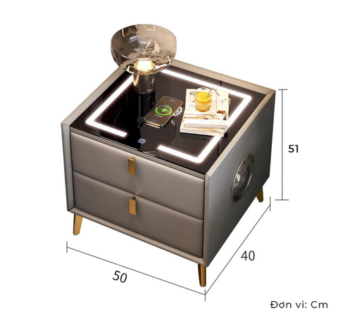 Tab Bằng Da Tích Hợp Sạc Bluetooth, Đèn Led Hiện Đại - GA36