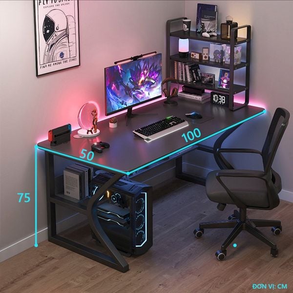 Bàn Gaming Gỗ Chân Chữ K Có Ngăn Phụ, Chịu Lực Tốt Lên Đến 100kg - GM67