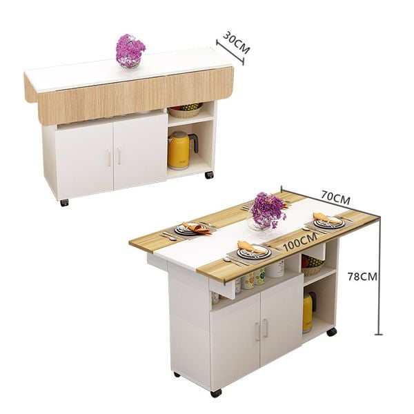 Bàn Ăn Gấp Gọn Xoay 360 Kèm Ngăn Tủ 2 Cánh Thông Minh - Nội Thất IGA - GP286