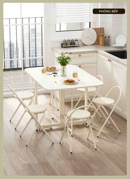 Bàn ăn gấp gọn đa năng thông minh màu trắng - GM202