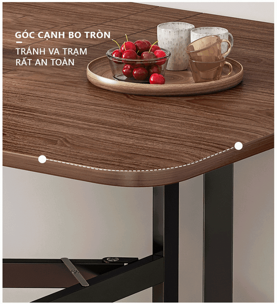Bàn Ăn Thông Minh Xếp Gọn Kèm Bánh Xe Dễ Dàng Di Chuyển - Nội Thất IGA - GM107