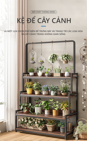 Kệ Cây 3-4 Tầng Gỗ MDF 15 Ly Đa Năng Màu Óc Chó - Nội Thất IGA - GM124
