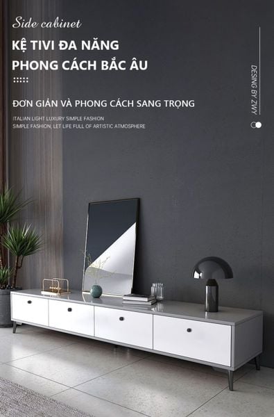 Kệ Tivi Phòng Khách Màu Ghi Xám Với Khả Năng Lưu Trữ Lớn - Nội Thất IGA - GP288