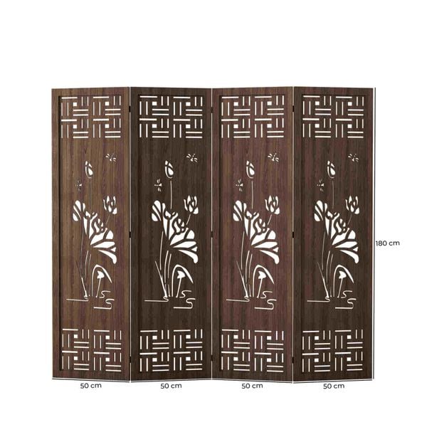 Bình phong hoa sen bằng gỗ - GP396