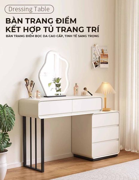 Bàn trang điểm TC chân sắt đen gỗ trắng - GM154 - Hết hàng