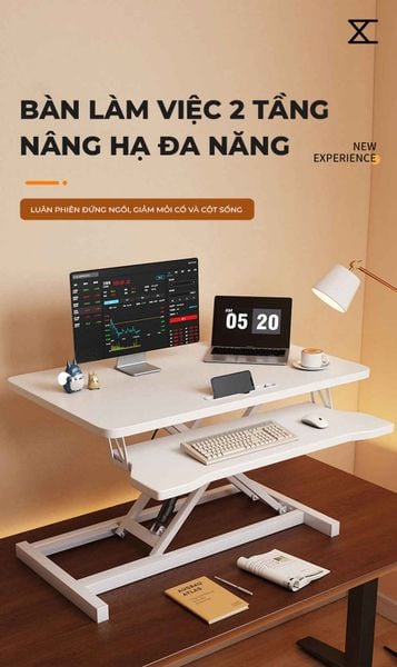 Bàn làm việc nâng hạ 2 tầng - GN72