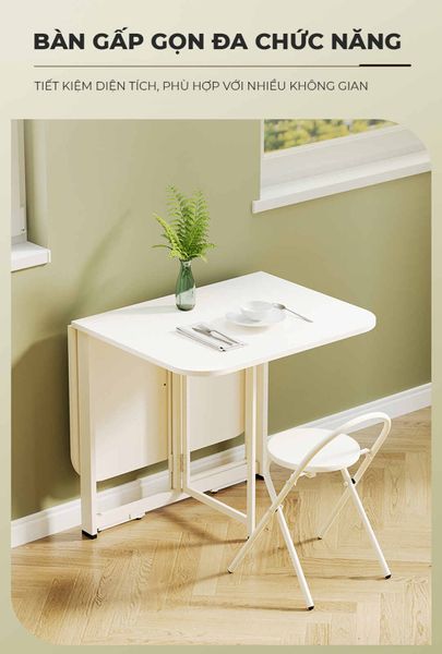 Bàn ăn gấp gọn đa năng thông minh màu trắng - GM202