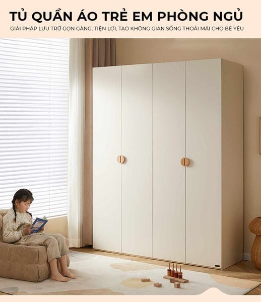 Tủ quần áo trẻ em 4 cánh mở rộng rãi – GP374