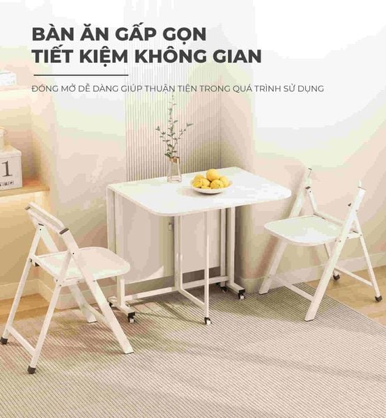 Bàn ăn thông minh gấp gọn full trắng - GM194