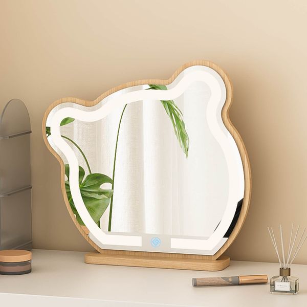 Gương Gấu Để Bàn Màu Vân Gỗ Nhỏ Gọn Xoay 360 Độ - Nội Thất IGA - GP318